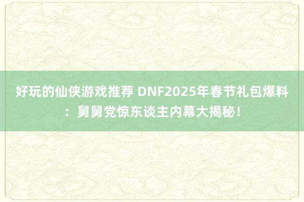 好玩的仙侠游戏推荐 DNF2025年春节礼包爆料：舅舅党惊东谈主内幕大揭秘！